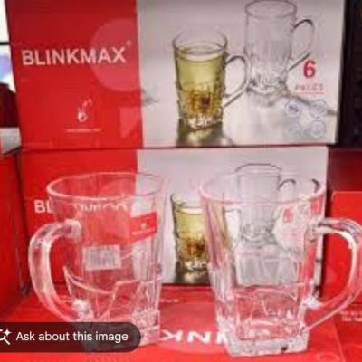 طقم مجات شاي زجاجية نقية 6 قطع من بلينك ماكس (موديل KTZB319) Blinkmax 6-Piece Pure Glass Tea Mug Set (Model KTZB319)