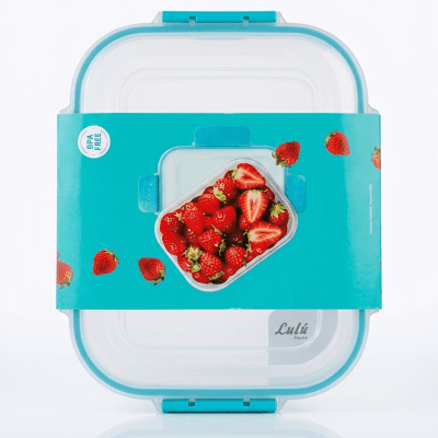 علبة حفظ طعام فريسكو بمشابك زرقاء (إصدار الفراولة) من "إم ديزاين".M-Design Fresco Food Container with Blue Clips (Strawberry Edition).