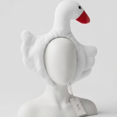 قبعة/طوق رأس تنكري مجسم على شكل بطة (أو إوزة) من القطيفة.  & : Plush Goose/Duck Cosplay Hat (Headband Hat).