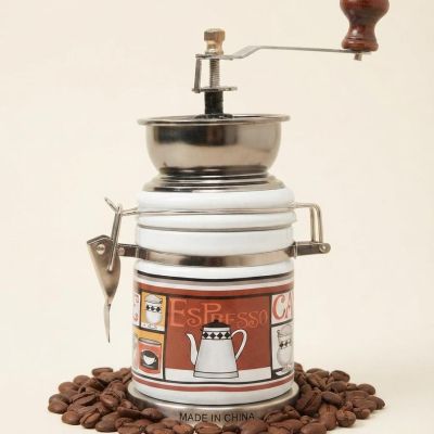 مطحنة قهوة يدوية سيراميك بتصميم عتيق (فينتاج).  &  Vintage Manual Ceramic Coffee Grinder.