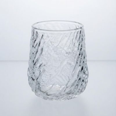كوب زجاجي مموج بتصميم ياباني (كوب بتأثير التموجات المائية).  &  Ripple Glass Cup (Japanese Style Water Ripple Tumbler).