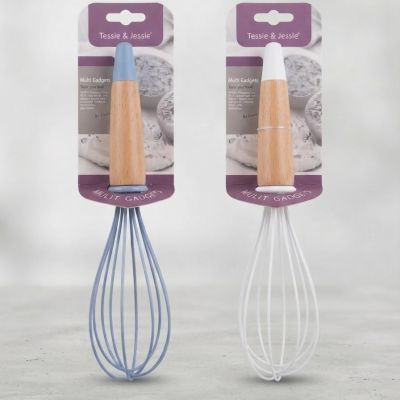 : مضرب بيض سيليكون بمقبض خشب (ماركة Tessie & Jessie).  بالقطعه  & : Silicone Whisk with Wooden Handle (Tessie & Jessie Brand).