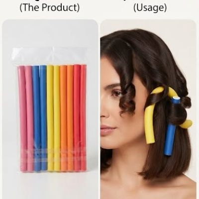 : بكرات شعر إسفنجية مرنة (بكرات الفوم المرنة لتجعيد الشعر).  &Flexible Foam Hair Rollers (Flexi Rods).