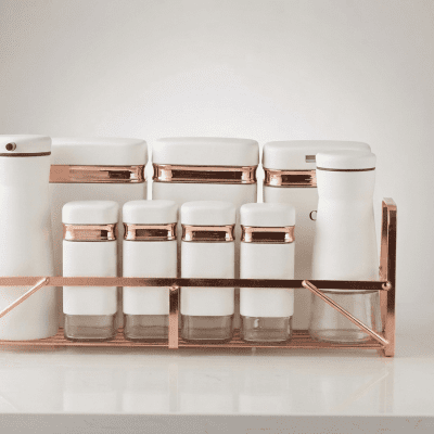 طقم طقم توابل وبقوليات عصري (حامل معدني) Modern Spice and Grain Storage Set (Metal Stand)