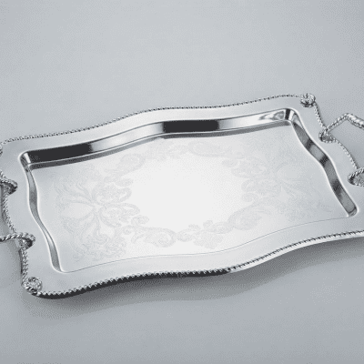 صينية تقديم معدنية كلاسيكية (مستطيلة) Classic Metal Serving Tray (Rectangular