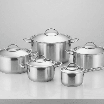 طقم أواني طهي ستانلس ستيل فاخر (10 قطع) Premium Stainless Steel Cookware Set (10 Pieces)