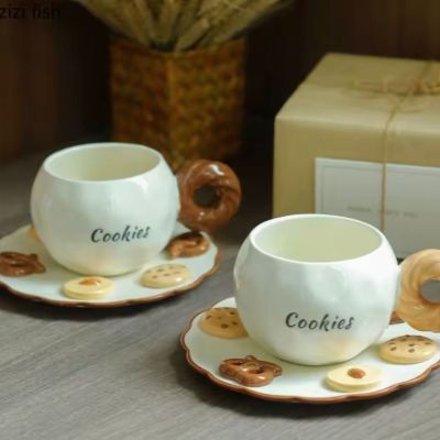 Biscuit Ceramic Mug Coffee Cup and Dish Set Milk Tea Cup Breakfast Cups Water Cup Afternoon Tea Mug Juice Cups Milk Mugs Teacup