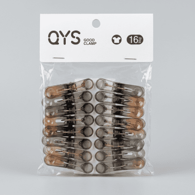 طقم مشابك غسيل بلاستيك QYS - عدد 16 قطعةQYS Plastic Clothes Clamps Set - 16 Pcs