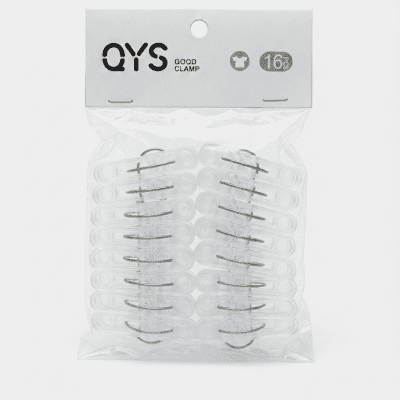 طقم مشابك غسيل بلاستيكية شفافة - 16 قطعة Transparent Plastic Clothespins Set - 16 Pieces