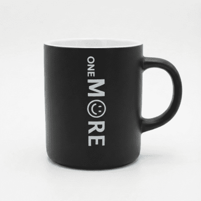 كوب قهوة سيراميك أسود بتصميم ""ONE MORE" Design Ceramic Coffee Mug - Black