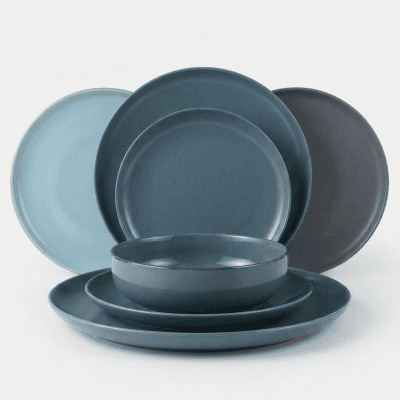 طقم عشاء عصري متكامل - 24 قطعة - تصميم أنيق بألوان متناسقة  Modern Complete Dinnerware Set - 24 Pieces - Elegant Matching Design
