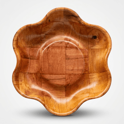 صينية تسالي ومكسرات دائرية بنقشة خشبية: Wooden-Pattern Round Snack & Nut Serving Tray