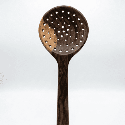 مقصوصة طبخ وتقديم من الخشب الطبيعي الداكنPremium Dark Wood Slotted Cooking & Serving Skimmer