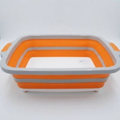 حوض غسيل خضروات وفواكه قابل للطي ٢ في ١ / لوح تقطيع متعدد الاستخدامات.: 2-in-1 Collapsible Cutting Board and Washing Tub.