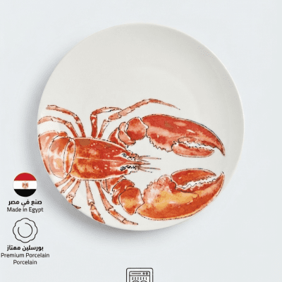 طبق تقديم دائري بنقش "الكركند"  Round Serving Plate with Lobster Motif