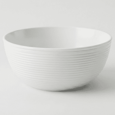 وعاء تقديم دائري مضلع &ndash; أبيض Round Ribbed Serving Bowl &ndash; White