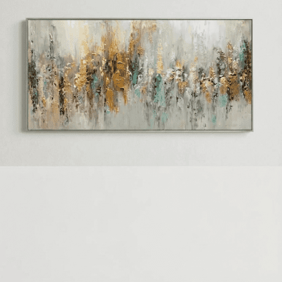 أفقية تجريدية مودرن بلون ذهبي وتركواز - مقاسات 60&times;120 / 80&times;120 سمLuxury Gold & Turquoise Abstract Canvas Art - Sizes 60x120 / 80x120 cm📝  
