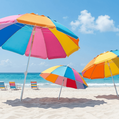 لوحة مظلات الشاطئ الملونة مودرن - مقاسات 50&times;70 / 50&times;90 / 60&times;80 / 70&times;100 سمVibrant Beach Umbrellas Canvas Wall Art - Sizes 50x70 / 50x90 / 60x80 / 70x100 cm