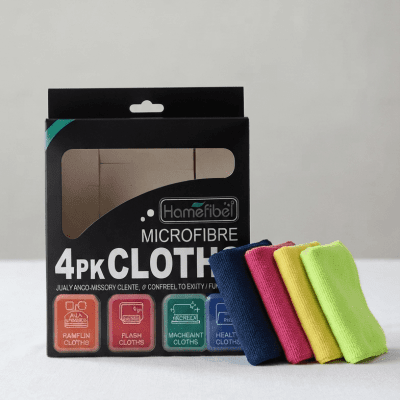 مجموعة فوط تنظيف من المايكروفايبر (4 قطع بألوان متنوعة)  & : 4-Pack Microfibre Cleaning Cloths Set