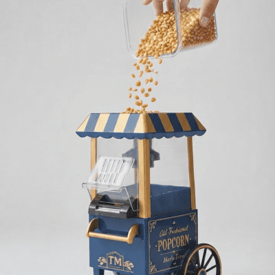 ماكينة صنع الفشار الكهربائية (بتصميم عربة كلاسيكي)& 	Electric Popcorn Maker (Classic Cart Design)