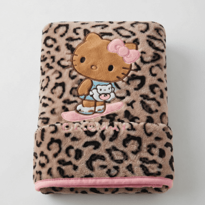 فوطة استحمام أو تنظيف بنقشة النمر وشخصية "هالو كيتي" مقاسها 70* 140 & 70* 140 Hello Kitty Leopard Print Bath/Cleaning Towel