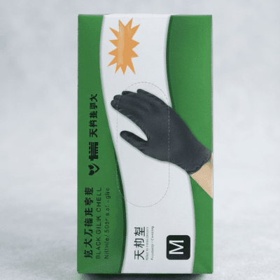 قفازات نيتريل سوداء (80 قطعة - مقاس M)  & : Black Nitrile Gloves (80 Count - Size M)