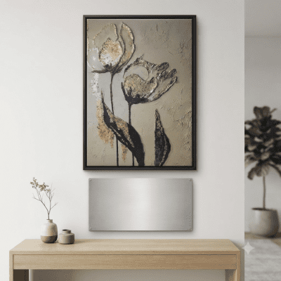 لوحة زهور ذهبية تجريدية (60&times;120 / 80&times;120) ​Abstract Golden Flowers Canvas (60&times;120 / 80&times;120)