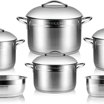 طقم حلل مقاوم للصدأ 1002939 بونسيرا 10 قطع مقاس 18/20/22/24/28 سم متعدد الألوان