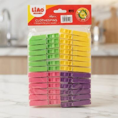 طقم مشابك غسيل بلاستيك 48 قطعة من "لياو"  & : LiAo 48pcs Plastic Clothespins Set