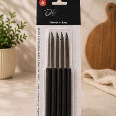 طقم سكاكين تقشير 5 قطع بمقابض سوداء من "دي"  & : D&eacute; 5-Piece Peeler Knives Set with Black Handles