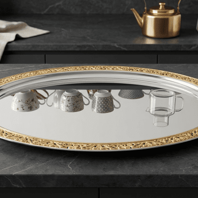 طقم صواني تقديم 3قطع متوفره الان في توربيني اند دولار 3-piece serving tray set now available at Turpini & Dollar 