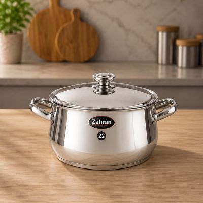 حلة طهي استانلس ستيل زهران مقاس 22 & Zahran Stainless Steel Cooking Pot - Size 22