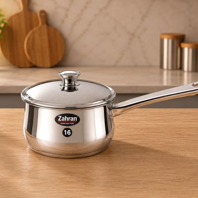 : كسرولة استانلس ستيل زهران بيد طويلة مقاس 16  & Zahran Stainless Steel Saucepan / Milk Pot with Long Handle - Size 16