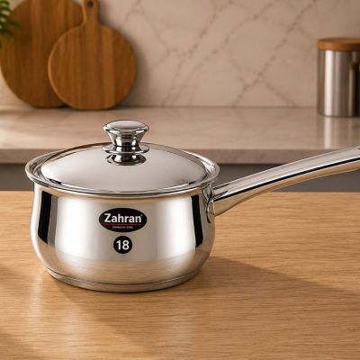 كسرولة استانلس ستيل زهران بيد طويلة مقاس 18  & Zahran Stainless Steel Saucepan / Milk Pot with Long Handle - Size 18