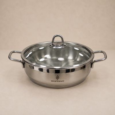 صينية طهي استانلس ستيل سفرام بغطاء مقاس 26  & Safram Stainless Steel Baking Tray / Roasting Pan with Lid - Size 26