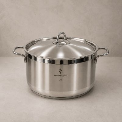 حلة طهي استانلس ستيل سفرام بغطاء مقاس 26  & Safram Stainless Steel Cooking Pot with Lid - Size 26