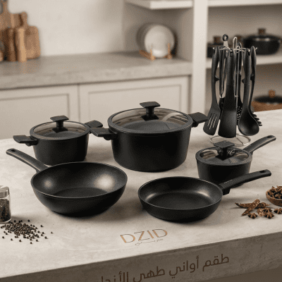 طقم حلل جرانيت+طقم توزيع 14قطعه Bsroly.    Bsroly 14-piece cookware set + serving set 