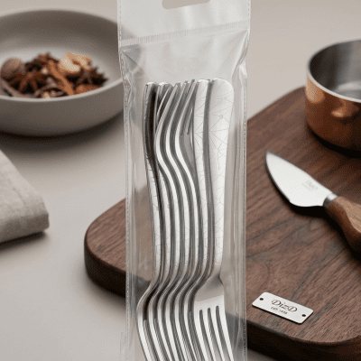 طقم شوك فضي كبيره 6قطع حفر ليزر Large silver fork set, 6 pieces, laser engraved 