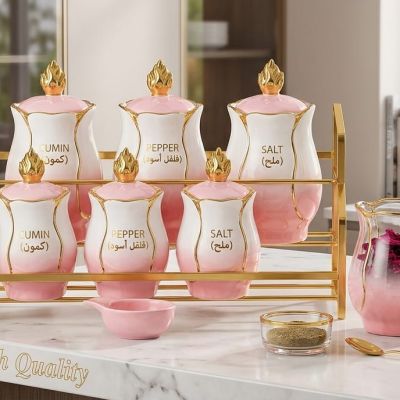 طقم توابل بورسلين 8قطع فيرزاتشيVersace 8-piece porcelain spice set 