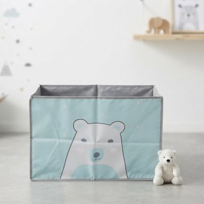 صندوق / منظم تخزين ألعاب ولعب أطفال قابل للطي بتصميم الدب القطبي.  & : Collapsible Kids Toy Storage Box / Organizer Bin with Cute Polar Bear Design.