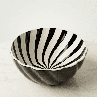 بولة بلاستيك سفير مخططة أسود وبيج سعة 3.5 لتر - تيتيز Titiz Safir Black & Beige Striped Plastic Bowl - 3.5L