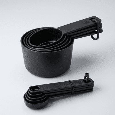 طقم أكواب وملاعق قياس بلاستيكية سوداءBlack Plastic Measuring Cups and Spoons Set 10 spices 