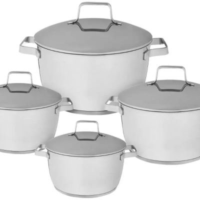 طقم حلل  طهي زهران أوبتيما من الستانلس ستيل، 8 قطع - فضي