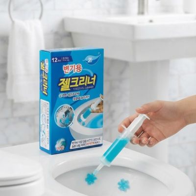 جل  فواحة منظفة ومعطرة للمرحاض برائحة المحيط على شكل زهور (أداة حقنة مع الجل)  & : Ocean-Scented Toilet Gel Cleaner Stamp with Applicator