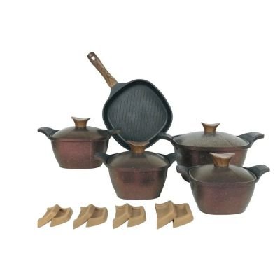 طقم حلل طهي جرانيت نيوكلين، 9 قطع - بورجندي