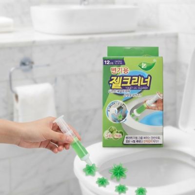 جل  فواحة منظفة ومعطرة للمرحاض برائحة التفاح على شكل زهور (أداة حقنة مع الجل)  & : Apple-Scented Toilet Gel Cleaner Stamp with Applicator