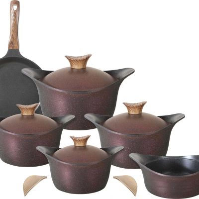 طقم حلل جرانيت تيتانيوم دائرية من نيوكلين، 10 قطع