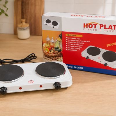 : موقد/سخان كهربائي مزدوج (عينين) بقدرة 2000 واط (موديل JX-2020A).  & : Double Electric Hot Plate Cooktop 2000W (Model JX-2020A).