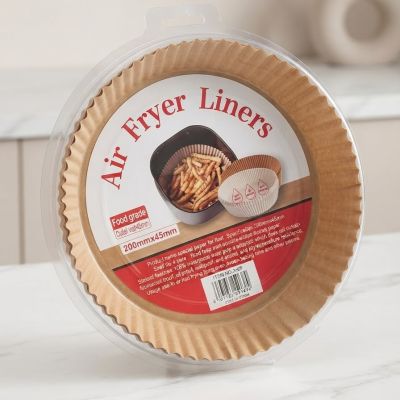 ورق زبدة للقلاية الهوائية دائرية الشكل مقاس 200&times;45 مم (Air Fryer Disposable Paper Liners).  & : Disposable Round Air Fryer Paper Liners (200mm x 45mm).