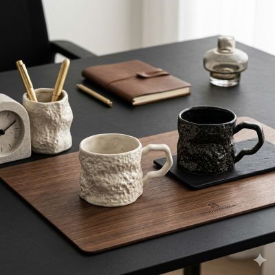 كوب سيراميك بتصميم "الصخرة" الفني (قطعة واحدة)& "Rock-Texture" Artistic Ceramic Mug (Single Piece)